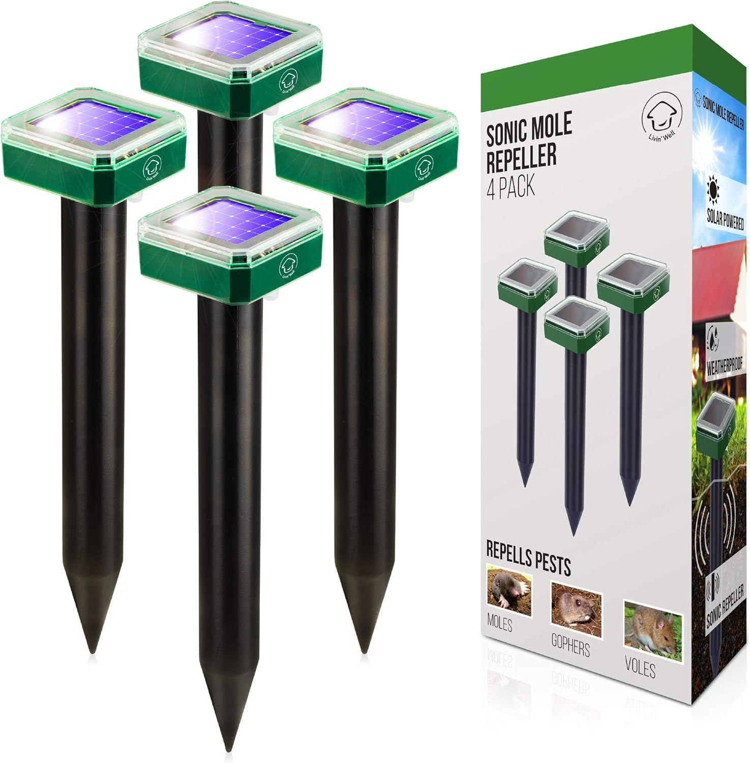 Amazon.co.jp Livin' Well Solar Sonic Pest Repeller Stakes 8pk