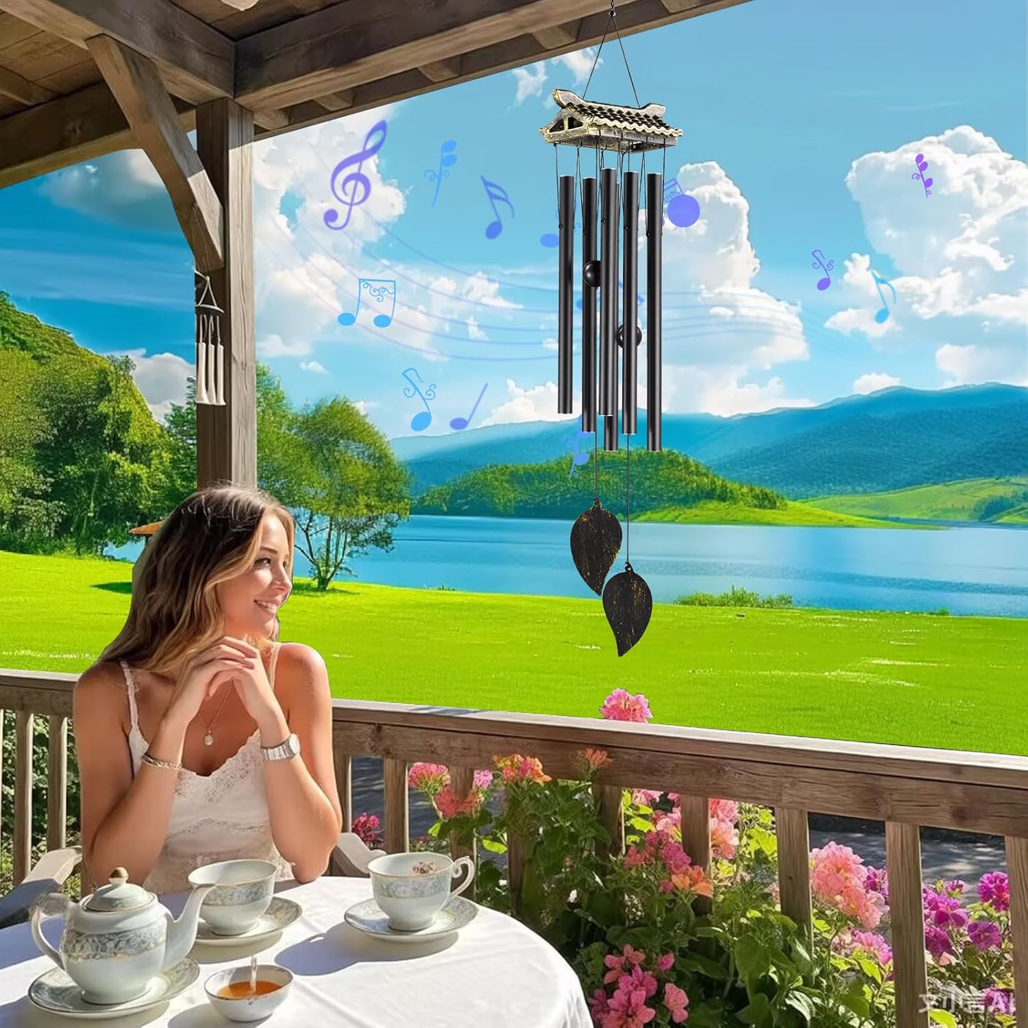 Carefree Fish Wind Chime Use Musical Wind Bell Tubes 31Inch Asian Style Family Love Garden Decor Japanese Cherry Blossom （Patent No.: US D1,104,819 S） - Image 7