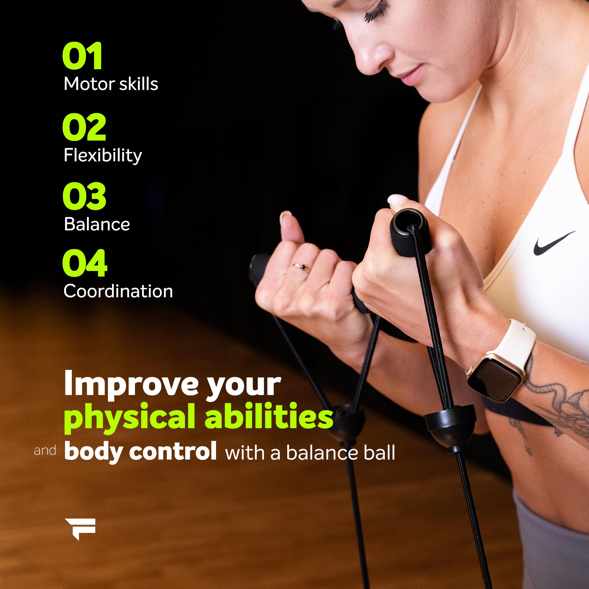 FIZYO Balance Trainer Demi-Boule Ø 58 cm, Ballon d'Équilibre Antidérapant avec Bandes de Résistance & Pompe pour Entraînement Core, Yoga, Pilates, Fitness, Physiothérapie & Rééducation, Noir