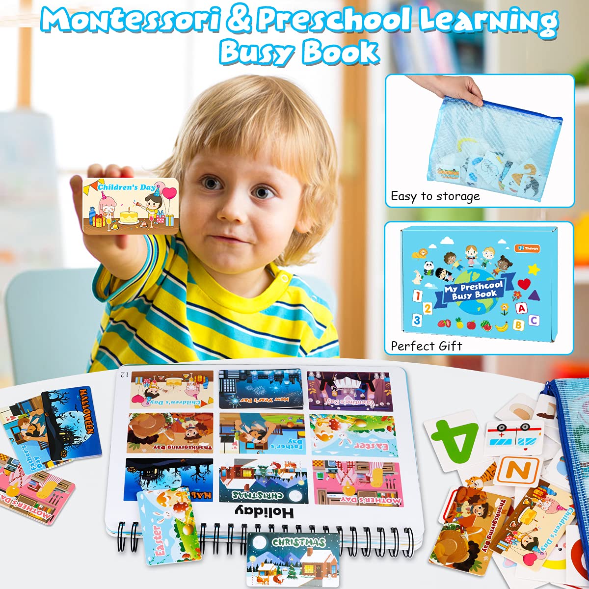 Airyard Montessori Toys Busy Book for Toddlers, Preschool Learning Busy