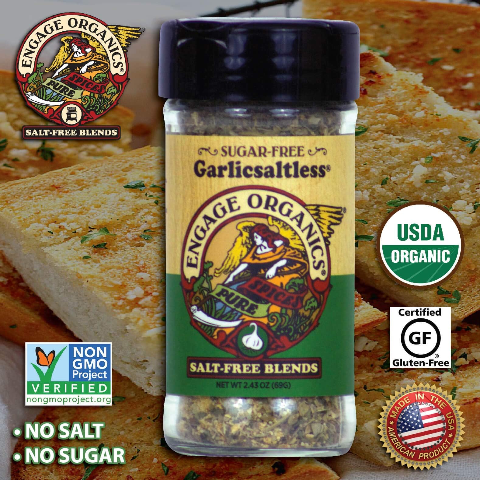 Engage Organics Organic Garlic Spice Blend, 2.43 Ounce