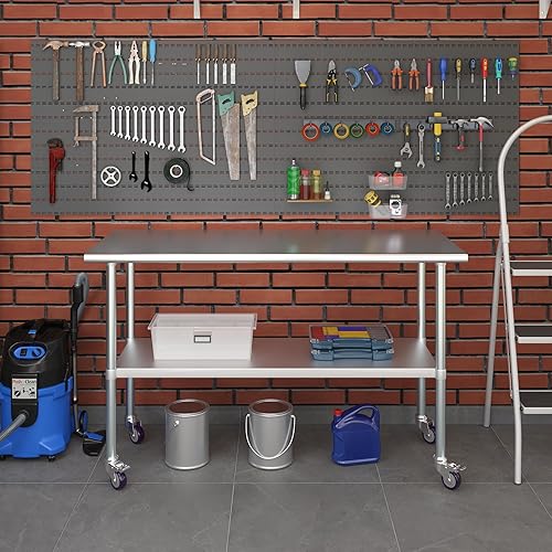 Miniatura 198 de AmGood Mesa de trabajo de acero inoxidable con ruedas Estación de trabajo