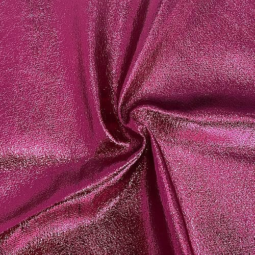 Metallic Leatherette Fabric Sold by The Yard Shiny Faux Leather Crafting Soft Faux Leather Fabric for Home Upholstery Bags Wallets Making, Hot Pink