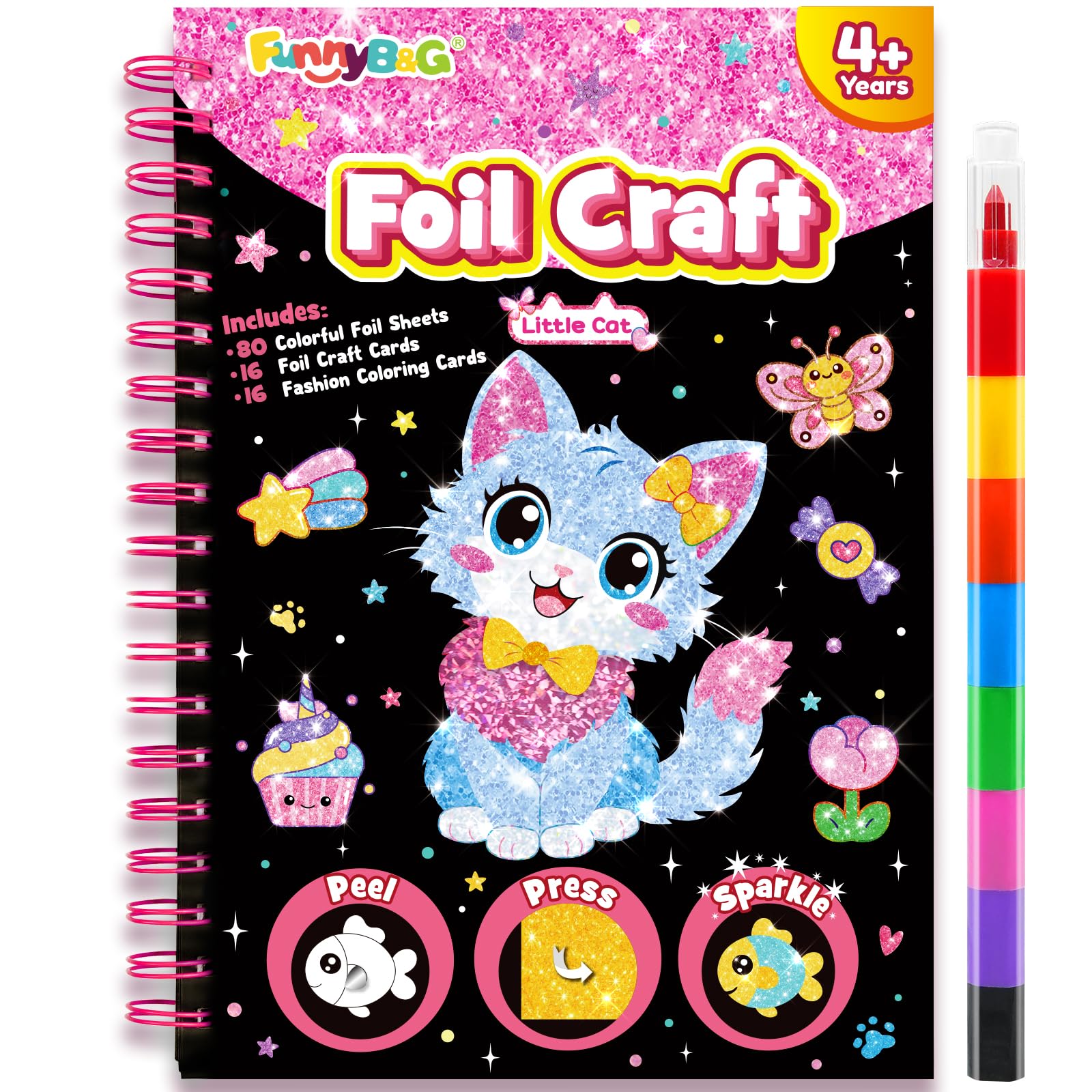 FUNNYB&G Manualidades infantiles con foil, Creativo Kit Manualidades niños, Juguete Niña Regalos Para de 3 4 5 6 7 8 9 12 Años Niño cumpleaños (Princesa) — view 18