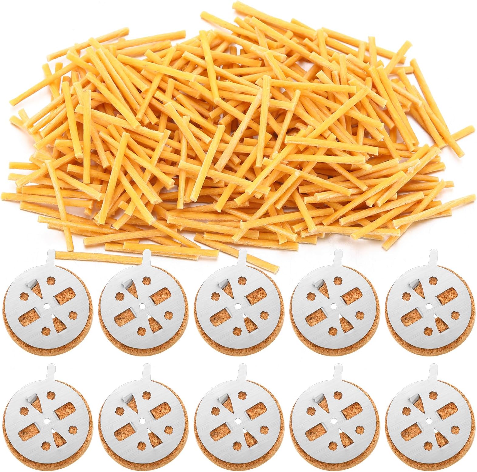 Conelist 1010 Pcs Beeswax Candle Wicks and Cork Floats for Orthodox Vigil Oil Lamps Floating Wicks for Oil Candles Candle Wick with Cork Floats for Home Church Altar Prayer Corner