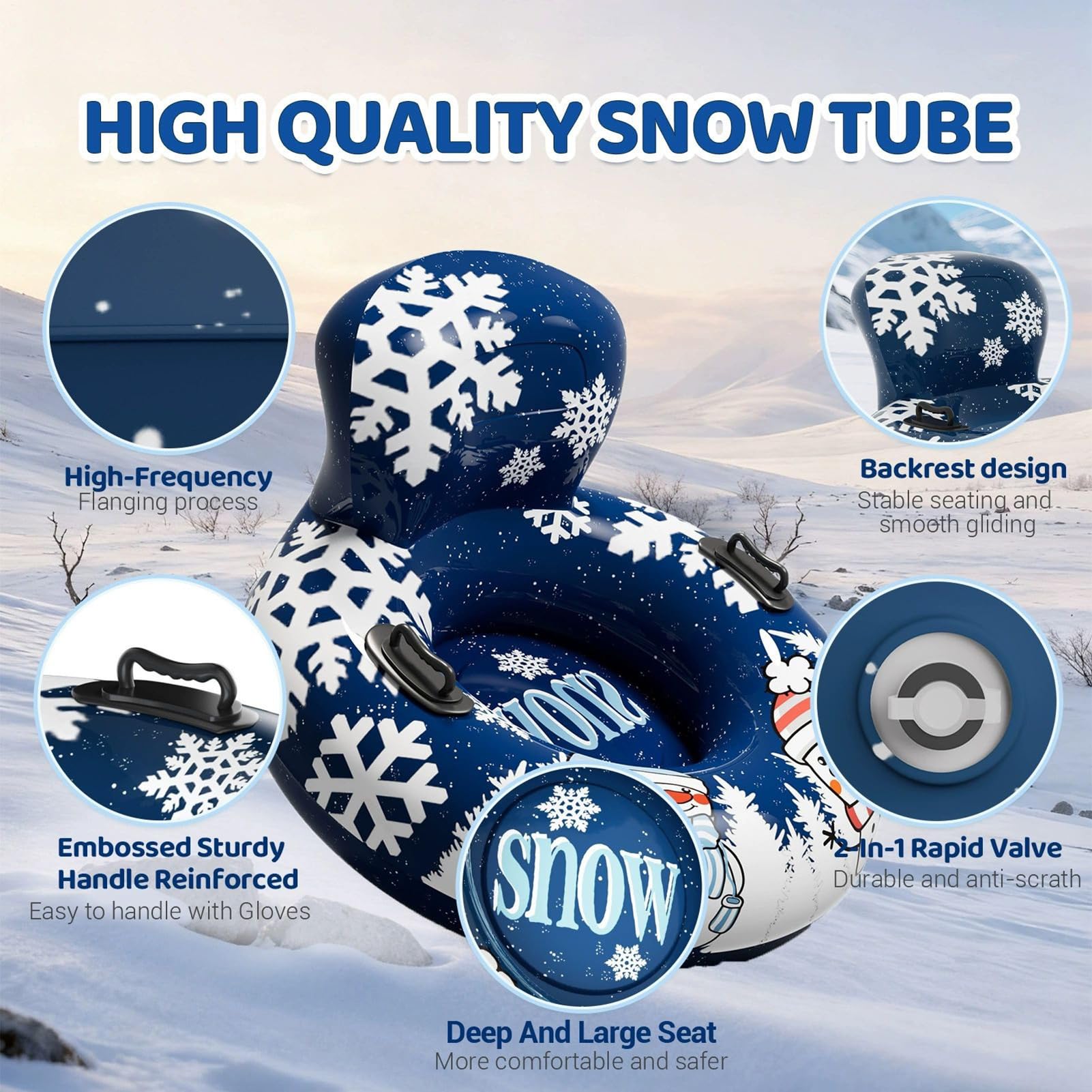 Ciambella Da Neve Cerchio Gonfiabile Da Neve Con Maniglia | Ciambella Da Slittino Antiusura Per Sport Invernali All'Aperto Passeggiata Piscina Spiaggia Raduno Festa E Libero