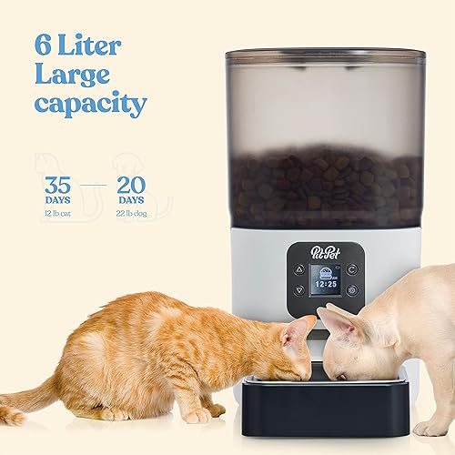 Miniatura 4 de Comedero automático inteligente para gatos, dispensador automático confiable de alimentos para gatos de 6 litros con pantalla LCD para una fácil