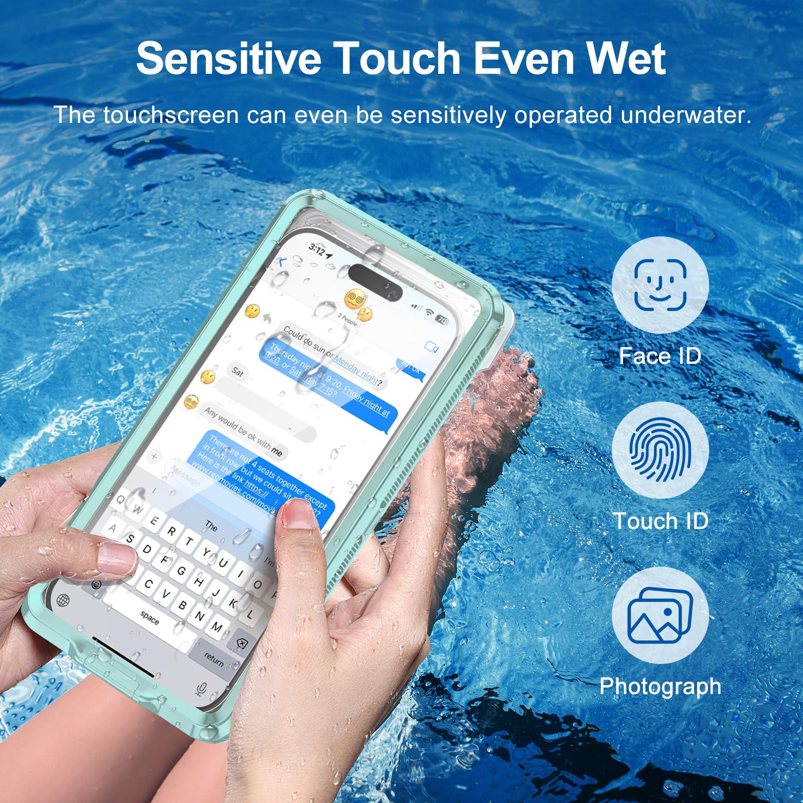 Beasyjoy Custodia impermeabile per telefono, custodia per telefono subacquea e snorkeling subacqueo, custodia universale con auto-controllo impermeabile fino a 6,9 pollici, per iPhone 15/14/13/12/11 e
