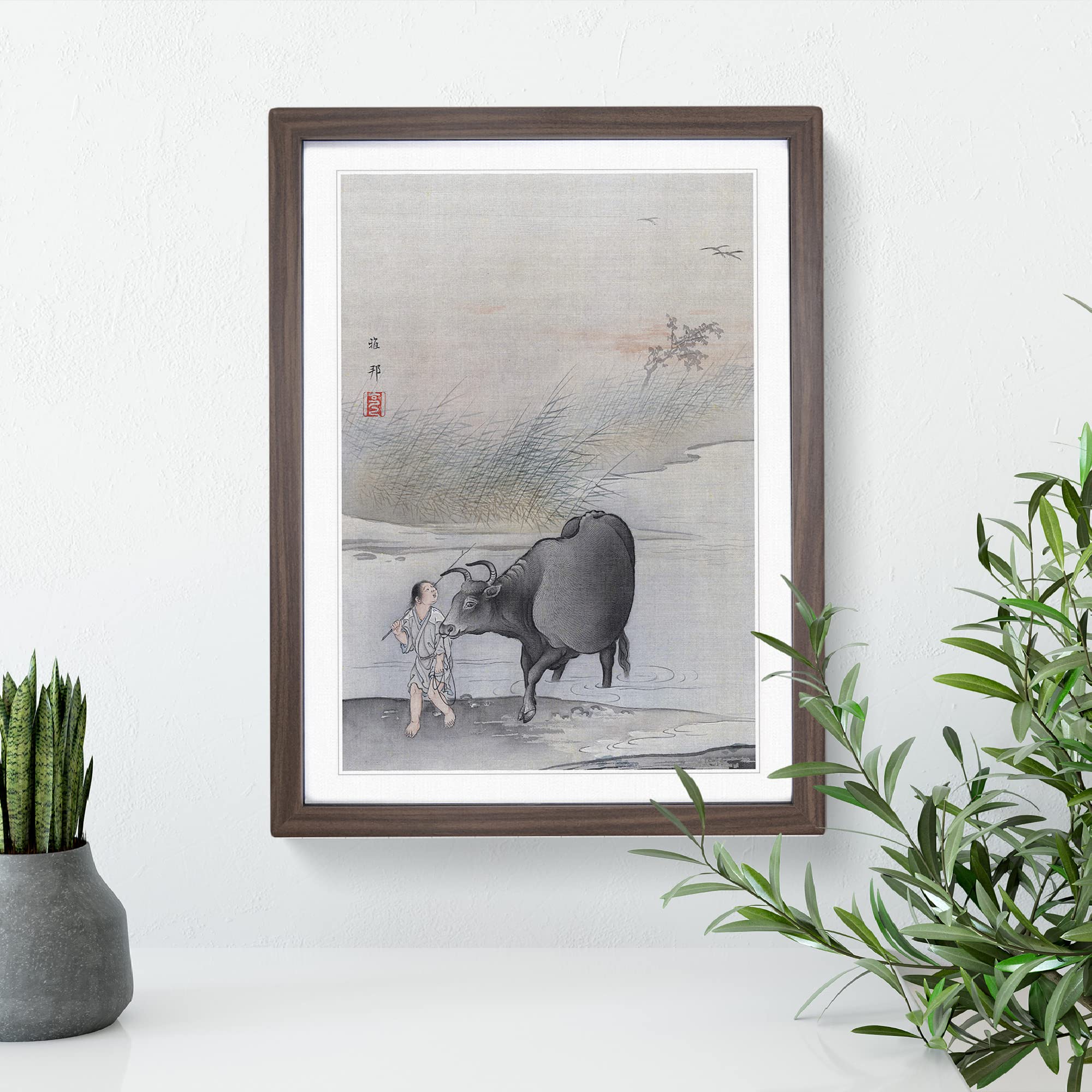 Cow At The Rivers Edge By Hashimoto Gaho Asian Japanese Framed Wall Art Print - Image 3