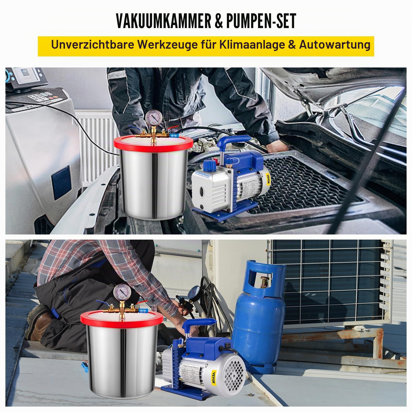 Mophorn 3CFM Vakuumpumpe des Kühlmittels 3 Gallonen Kit HLK-Pumpe Vakuumpumpe für Kühlmittelentleerung 220 V / 50 Hz