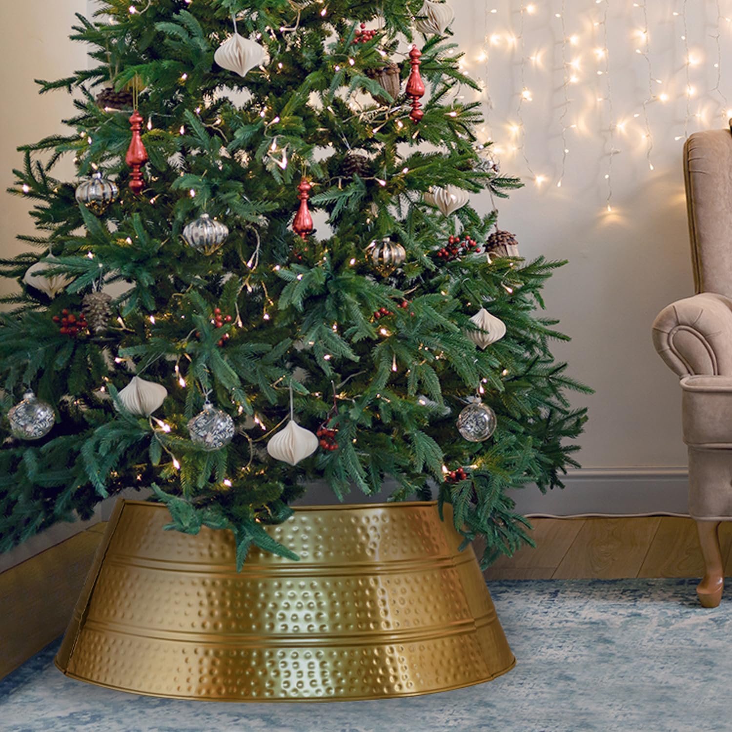 Skandinavischer Weihnachtsbaum Kragen Andine aus Metall Gold 60 cm