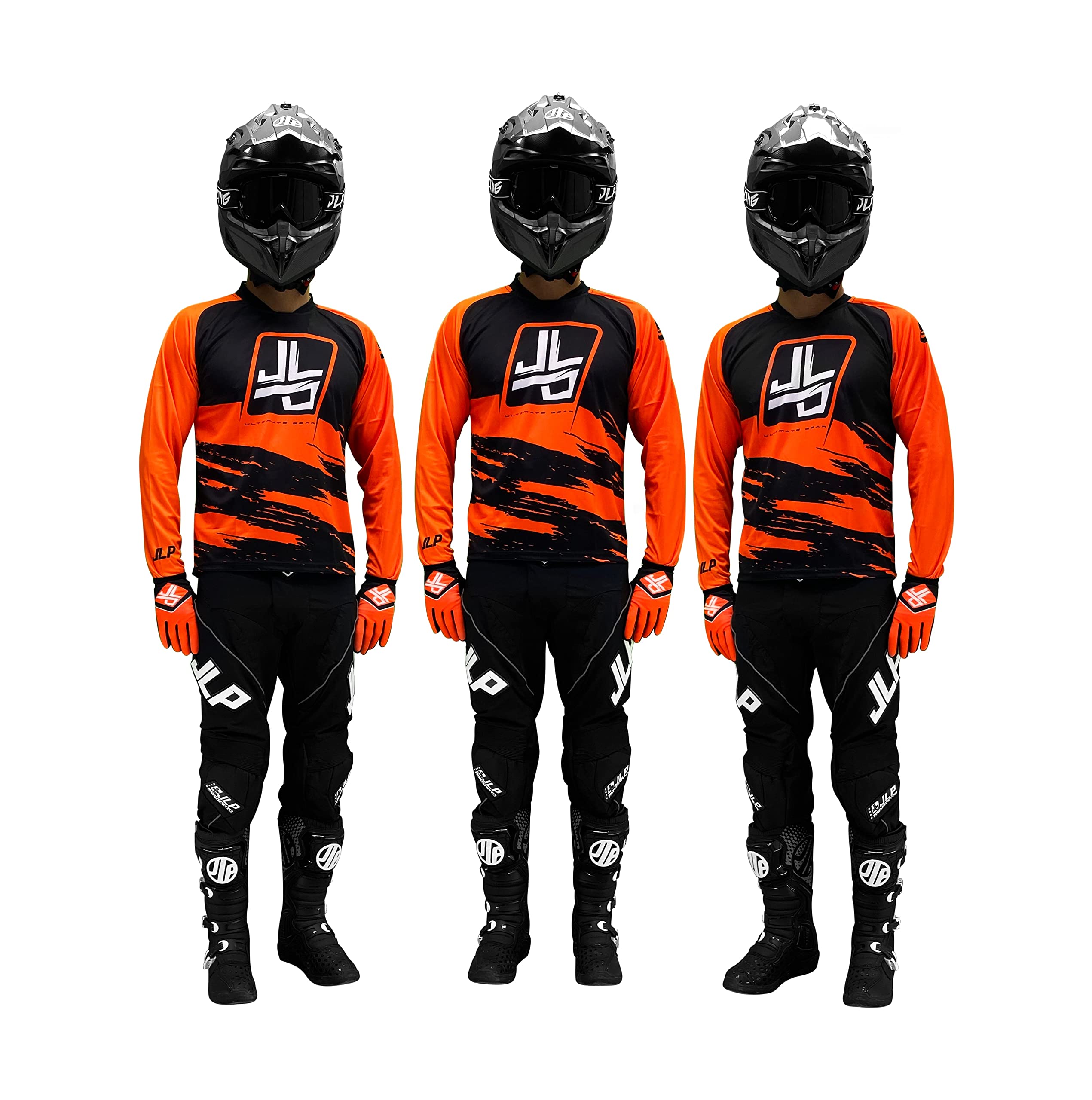JLP RACING Tenue Enfant Pantalon Maillot Gants Moto Cross Quad Enduro VTT BMX MTB Enfant Snatch Orange Fluo M