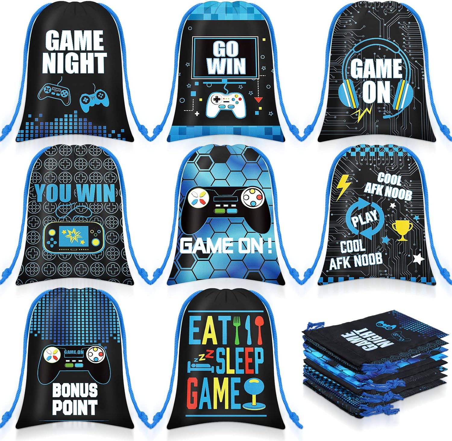 24 Pieces Video Game Bags Gaming Birthday Party Drawstring