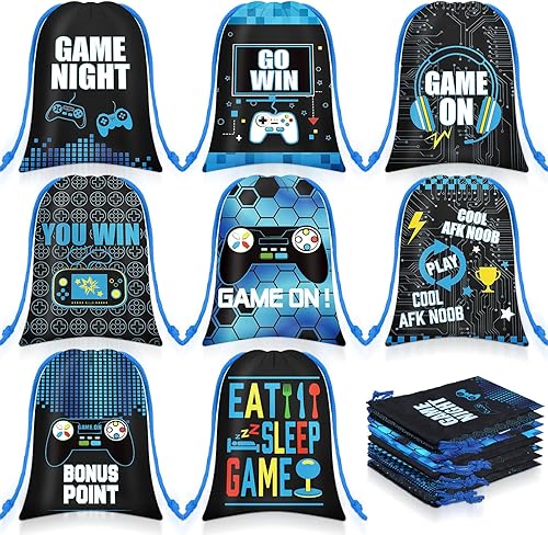 24 bolsas de videojuegos para videojuegos, fiesta de cumpleaños, bolsas con cordón, bolsas de regalo para juegos y fiestas, bolsas de regalo para 24 bolsas de videojuegos para videojuegos, fiesta de cumpleaños, bolsas con cordón, bolsas de regalo para juegos y fiestas, bolsas de regalo para