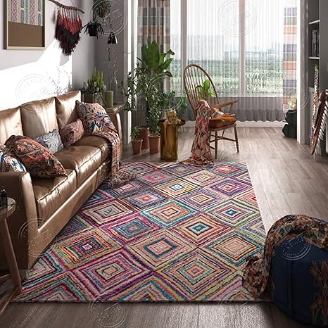 Amazon ナチュラル 北欧 玄関マット キッチンマット エスニック ボヘミアン ラグ ラグマット おしゃれ インテリア 塩系 西海岸風 夏ラグ 80 1cm 夏用 茶色 ブラウン ベージュ 雑貨 カラー マイクロファイバー ラグ カーペット オンライン通販