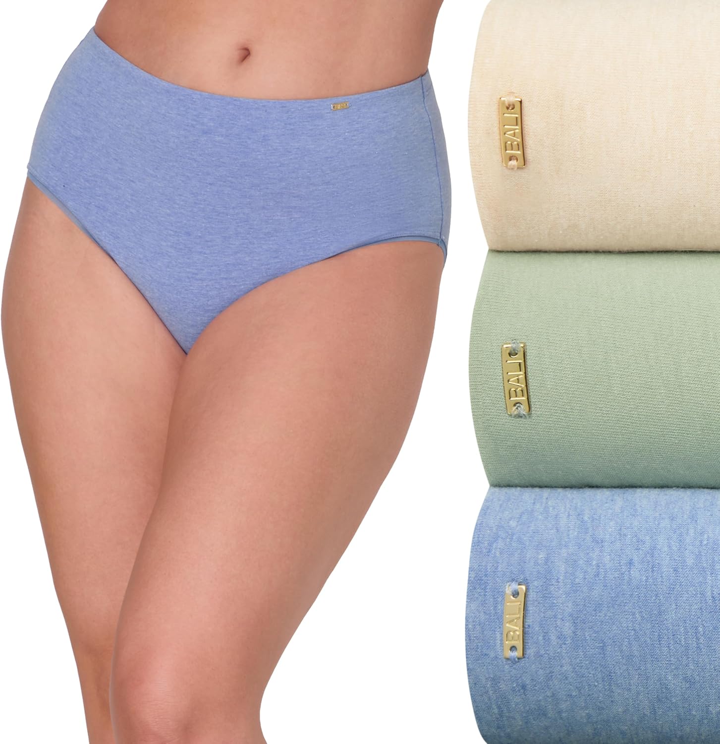 Bali womens Underwear Brief Pack, Lux Cotton Essentials Brief Underwear, Moisture-wicking, 3-pack