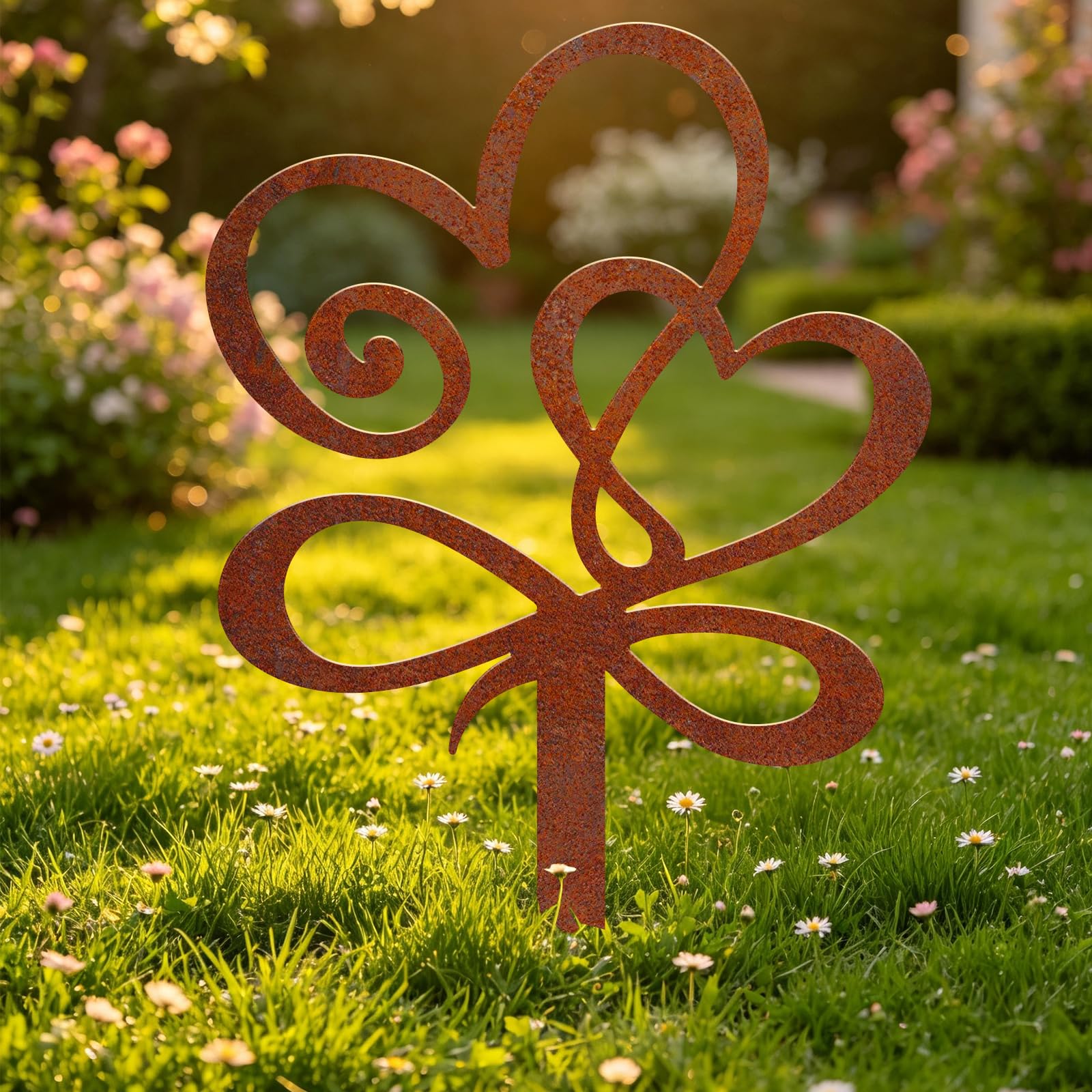 CUTHOLLOW Love Theme Rusty Metal Garden Stakes, Yard Art Decor — image 1