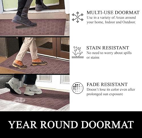 Miniatura 3 de A1HC - Tapete de polipropileno para todo tipo de clima, absorbe la suciedad y la humedad, con parte trasera de goma para migas de neumáticos, uso