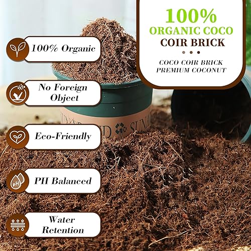 Miniatura 2 de Ladrillo de fibra de coco de 12.6 galones, paquete de 6 sustratos de fibra de coco de primera calidad, 100% cáscara de coco comprimida orgánica,