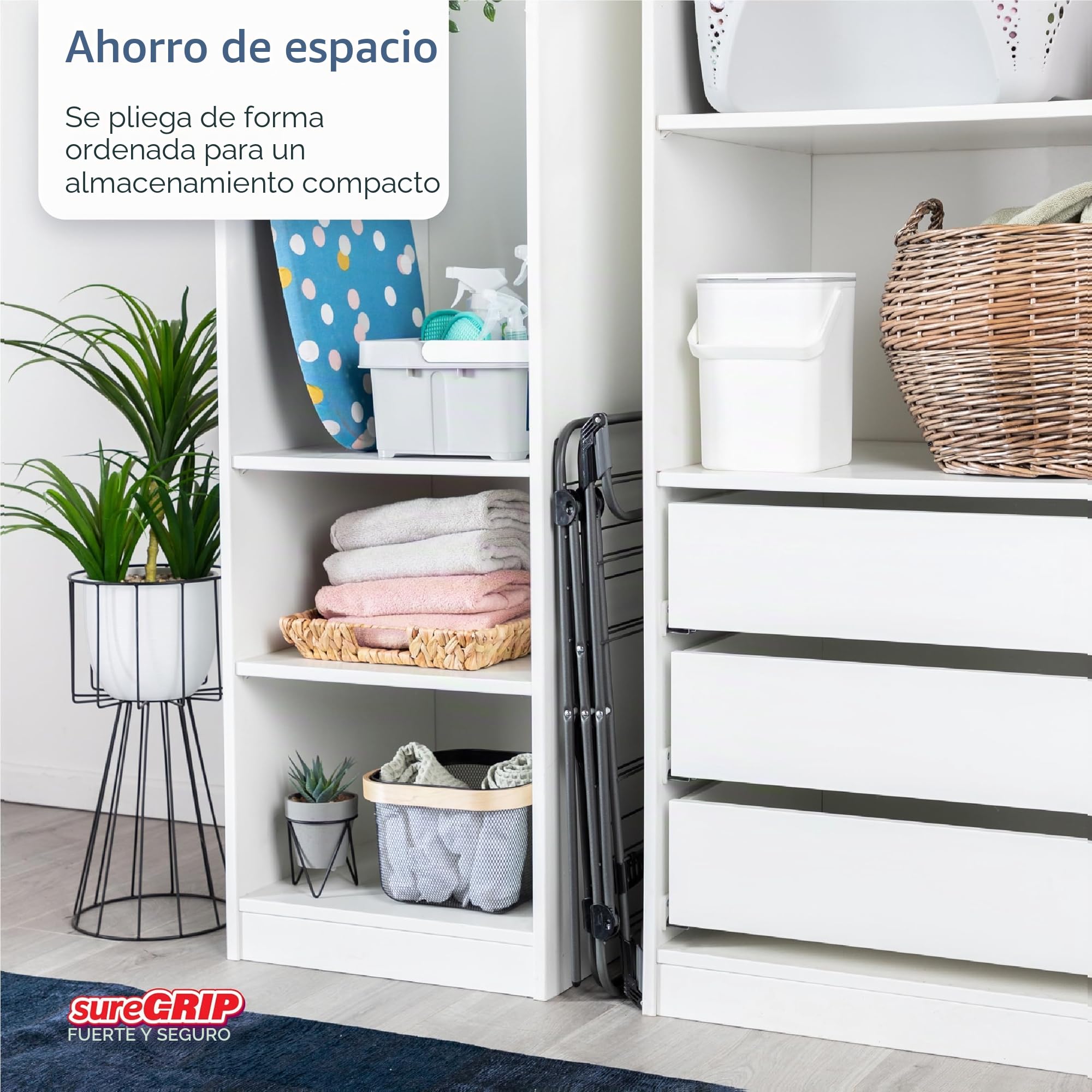 Minky Tendedero Sure Grip de 3 Niveles, Acero Inoxidable, plomizo, tamaño estándar