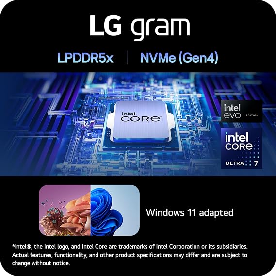 LG gram 16-inch Lightweight Laptop, Intel Evo Edition - AI-Enabled Intel Core Ultra 7 Processor, Windows 11 Home, 16GB RAM, 2TB SSD, Black