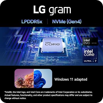 LG gram 16-inch Lightweight Laptop, Intel Evo Edition - AI-Enabled Intel Core Ultra 7 Processor, Windows 11 Home, 16GB RAM, 2TB SSD, Black
