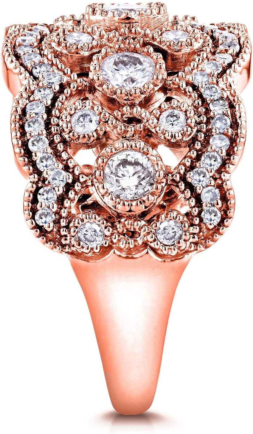 Kobelli Diamond Antique Style Beads Wide Anniversary Ring 3/4 CTW in 10K Rose Gold