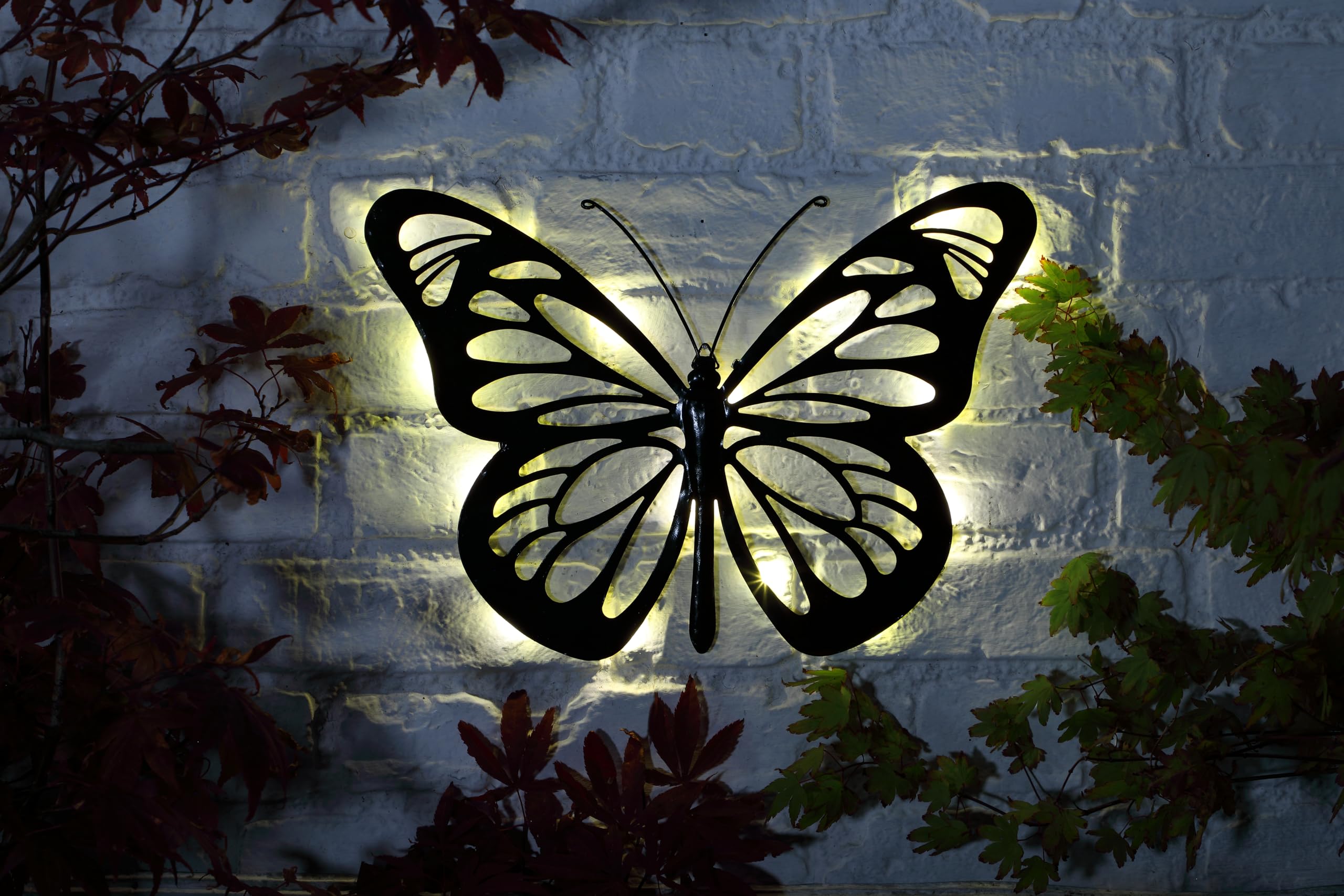 Noma Solar Metal Butterfly LED Garden Plaque (Pack of 1), Black, 38cm - Image 3