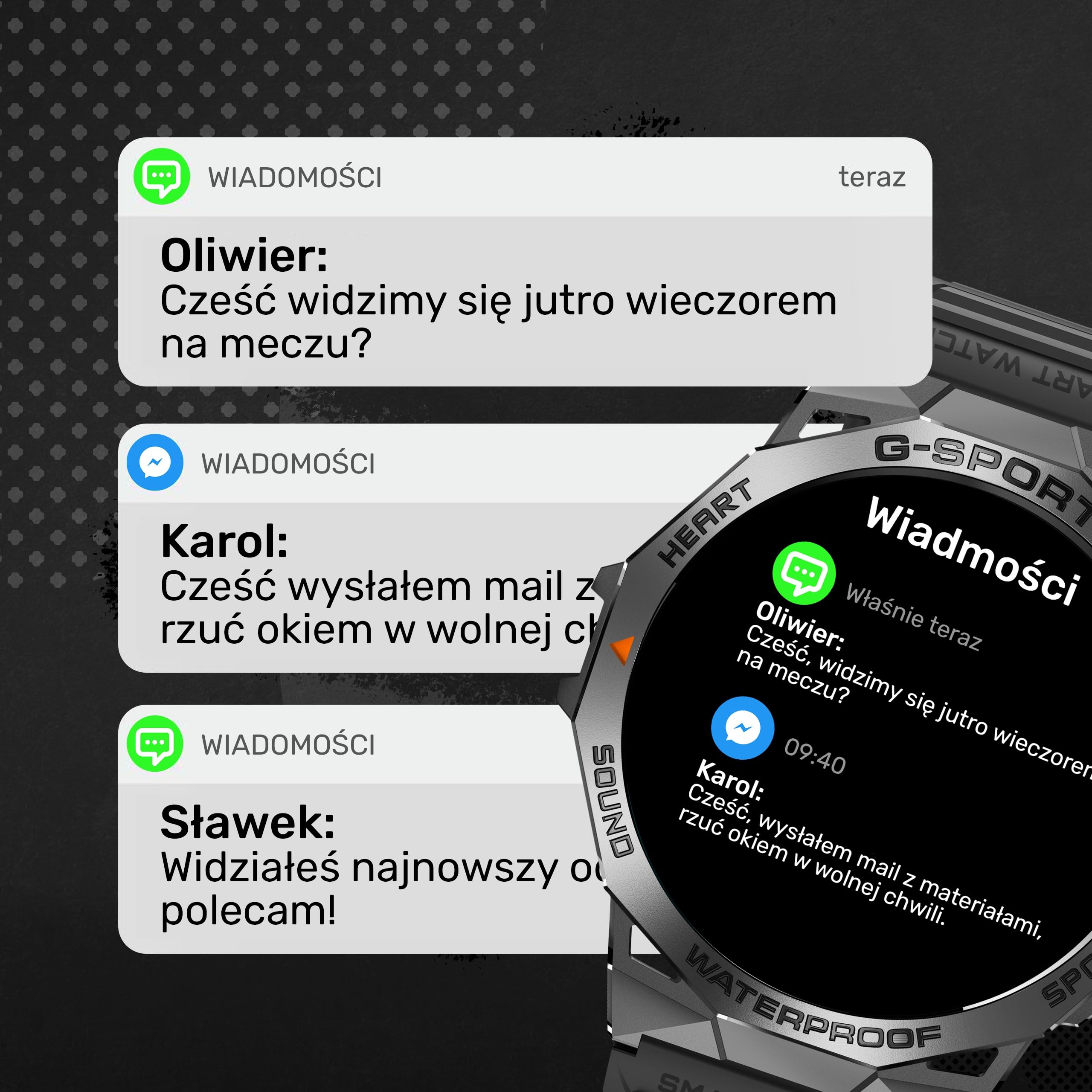 SMARTWATCH ZEGAREK MĘSKI MENU PL ROZMOWY WODOODPORNY PULS CIŚNIENIE SPORT