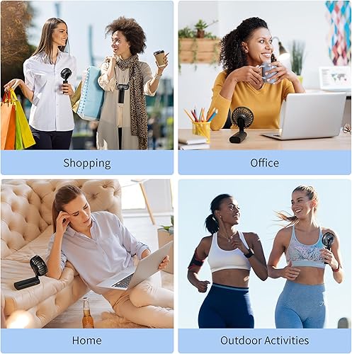 Miniatura 7 de Ventilador de mano portátil, mini ventilador personal plegable recargable por USB, 5200 mAh, 180 ajustables, viento de 6 velocidades, ventilador de