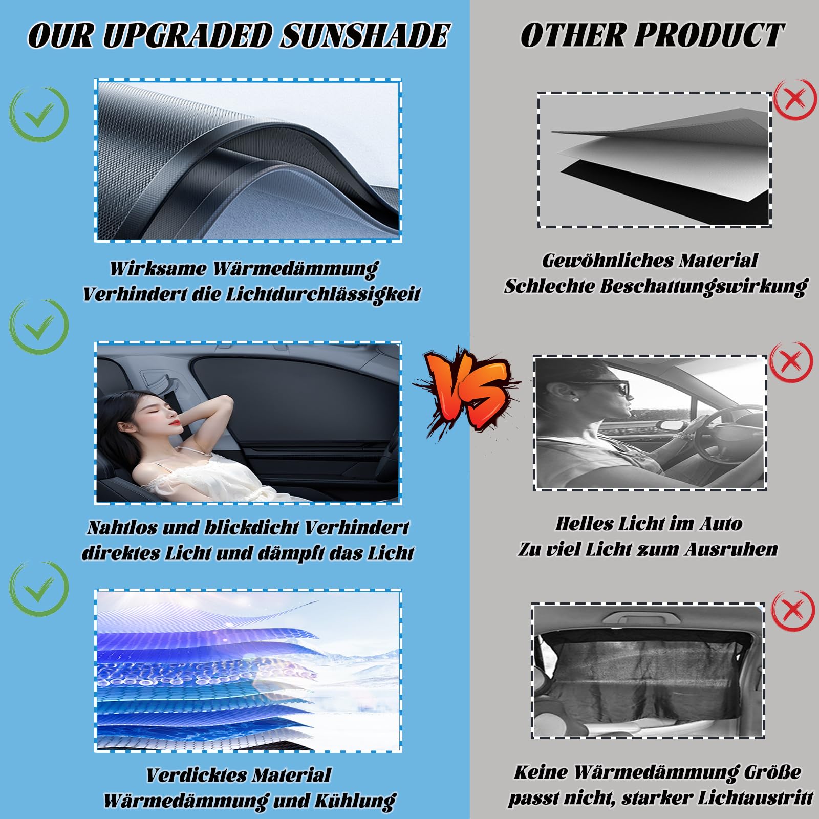 4 Stück Sonnenschutz Auto Baby, Universal Magnetisch Sonnenschutz Vorhang für Auto mit UV Schutz, Reflektierende Hitzeschutz für Kinder Baby Erwachsene Haustiere, Persönliche Privatsphäre