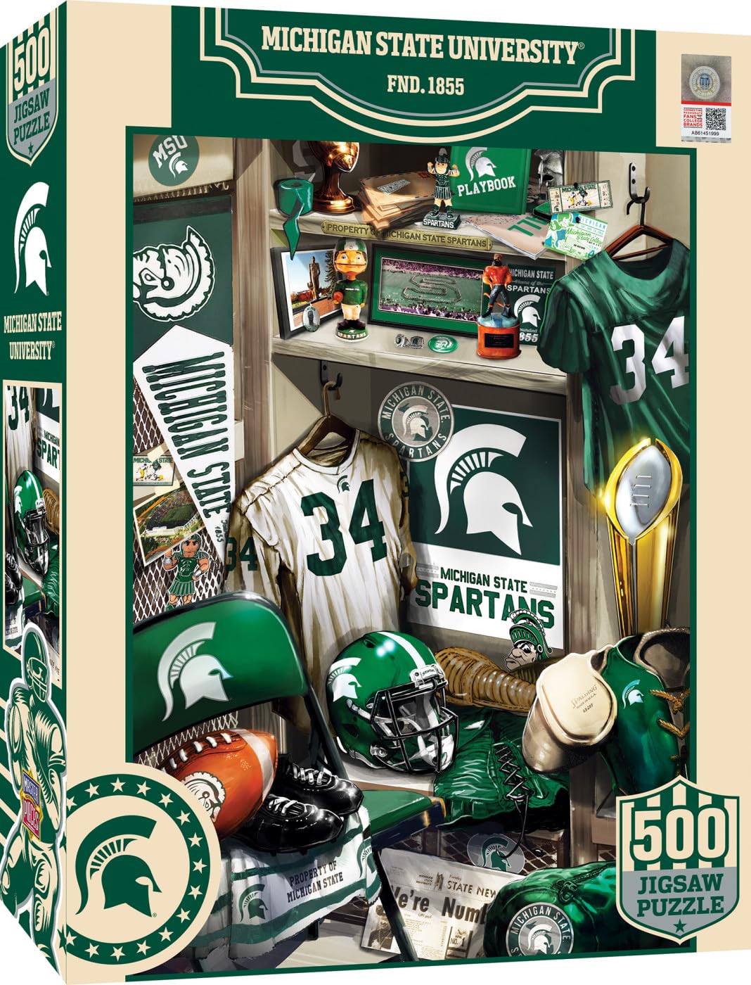 MasterPieces Game Day 500 Piece Jigsaw Puzzle for Adults - NCAA Michigan State Spartans Locker Room - 15
