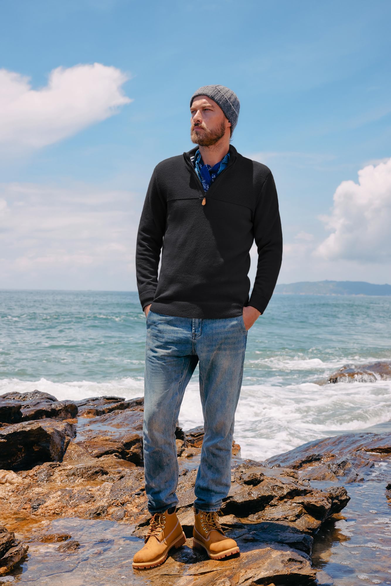 PJ PAUL JONES Troyer Pullover Herren mit Reissverschluss Arbeitspullover