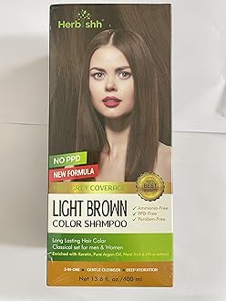 Herbishh Hair Color Shampoo - Enriched Dye Formula for Gray Hair - Long Lasting & DIY (Light Brown)