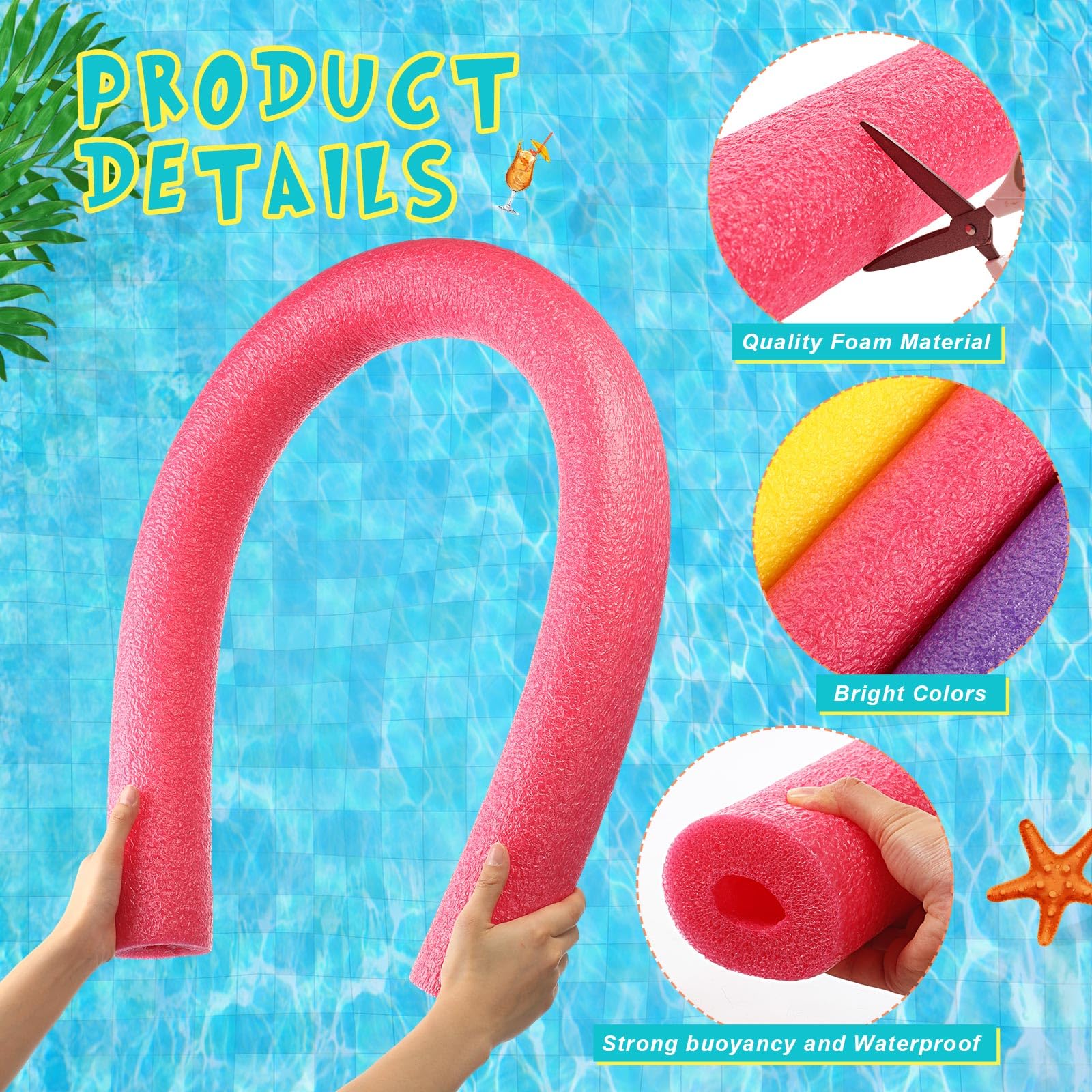 Rectangular Pool Noodle Foam Pool Float Yaomiao 55 Inch Bulk Pool Noodles - 9 Colorful Jumbo ...