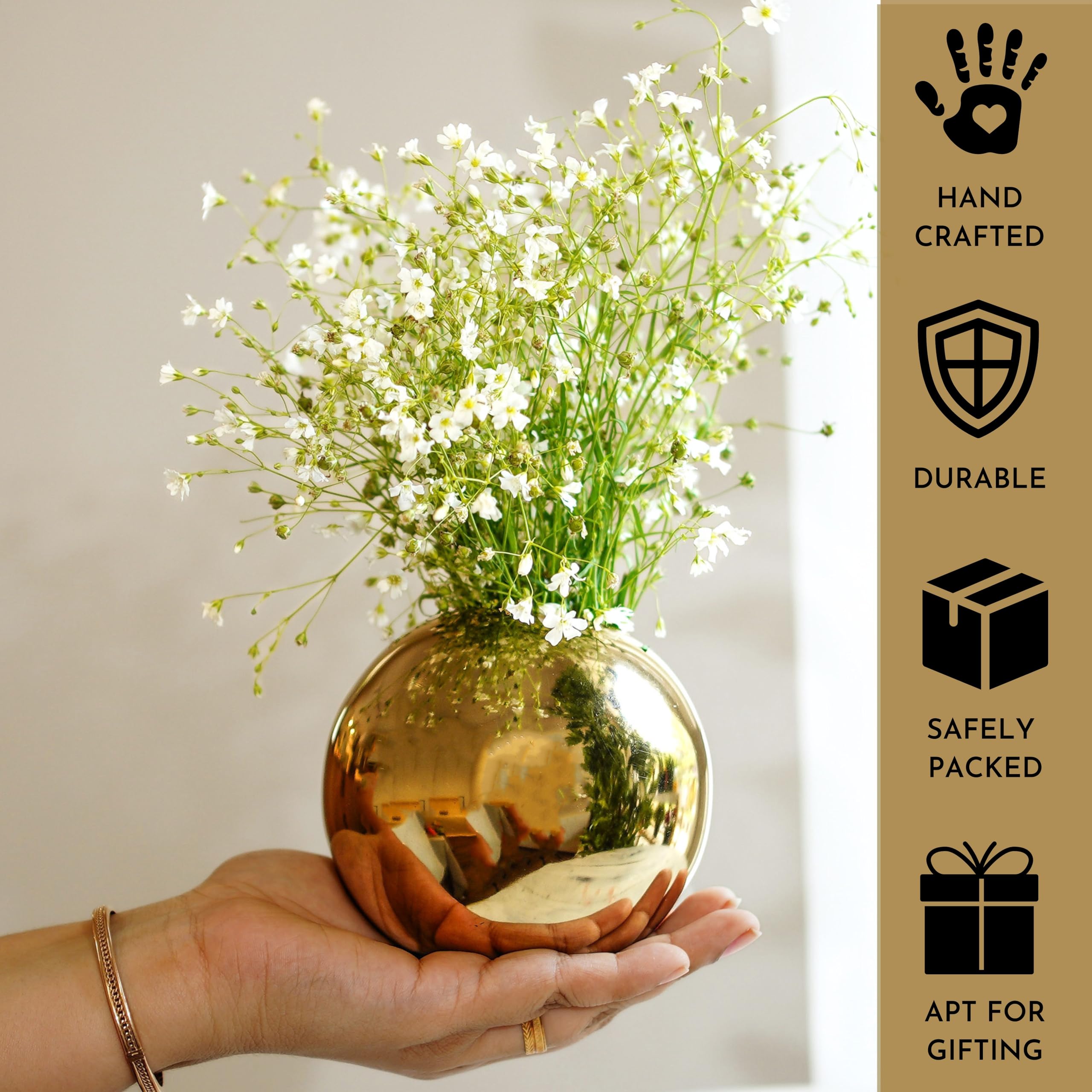 Gold Ball Vases - Set of 2 for Home Decor -3 Gold Ball Vases - Set of 2 for Home Decor -3