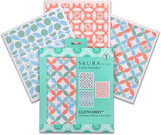 Skura Style x Eva Mendes Cloth Envy Reusable Swedish Dishcloths for Kitchen (Bulk 6 Pack) | Washable | Eco Friendly | Non-Scratch Cellulose | Reusable Paper Towel