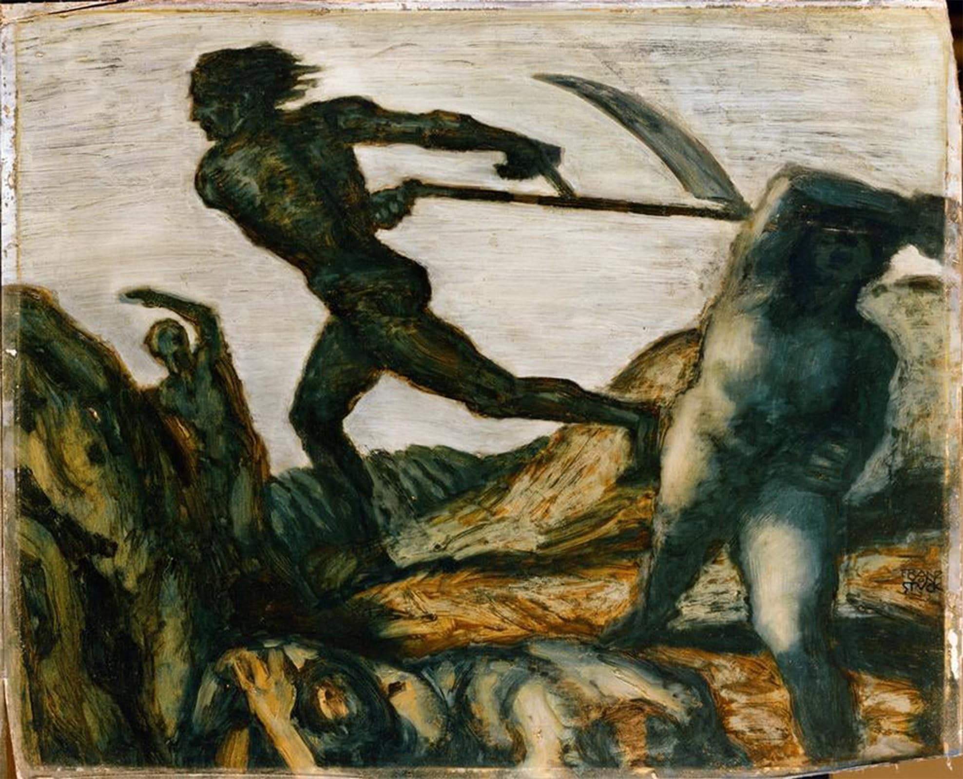 SERENDIPITP Abstract Painting Mural Print Picture Wall Decor Painting Franz von Stuck The Reaper Painting by Franz von Stuck Vintage Wall Artwork for Home Decor 60x90cm