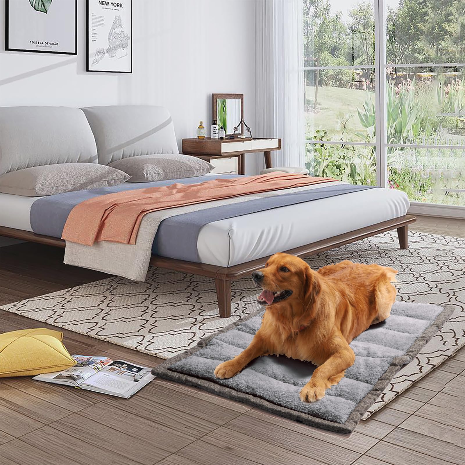 Rollup Cama para perros al aire libre, colchonetas de viaje para perros medianos y grandes, portátil, plegable, lavable a máquina, accesorios para mascotas para máxima comodidad, 36 x 23 pulgadas,