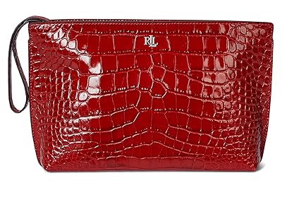 Lauren Ralph Lauren Crocodile-Embossed Leather Large Pouch Wallet Women