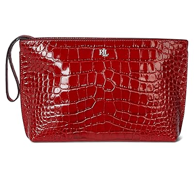 Lauren Ralph Lauren Crocodile Embossed Leather Large Pouch Wallet Women