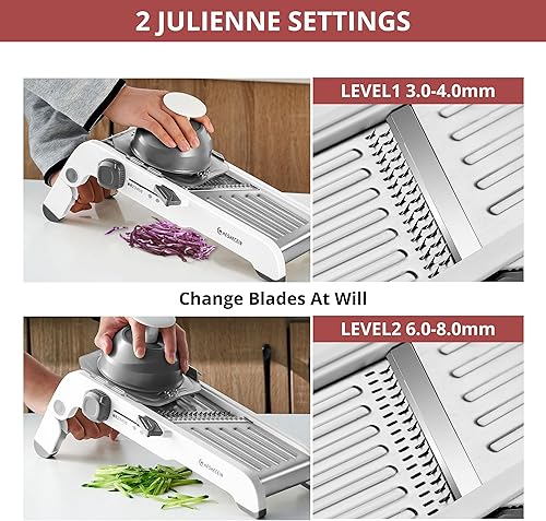 Miniatura 5 de Cortadora de mandolina 24 en 1 para cocina, cortador de mandolina ajustable para cocina, picador de alimentos, rebanador de alimentos de mandolina