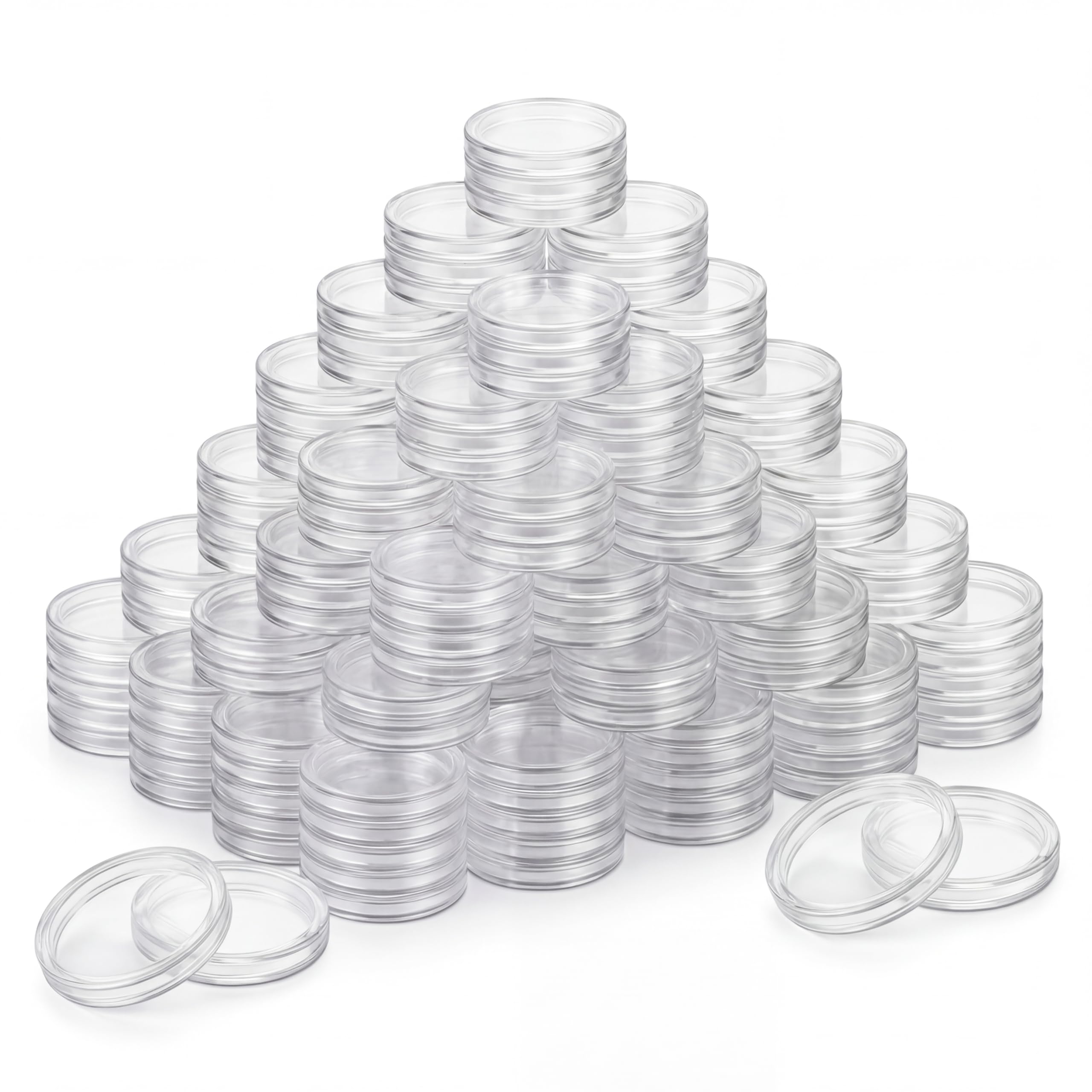 QWORK® 200PCS Coin Capsule Coin Holder - 25mm - Plastic Coin Case for Coin Collection