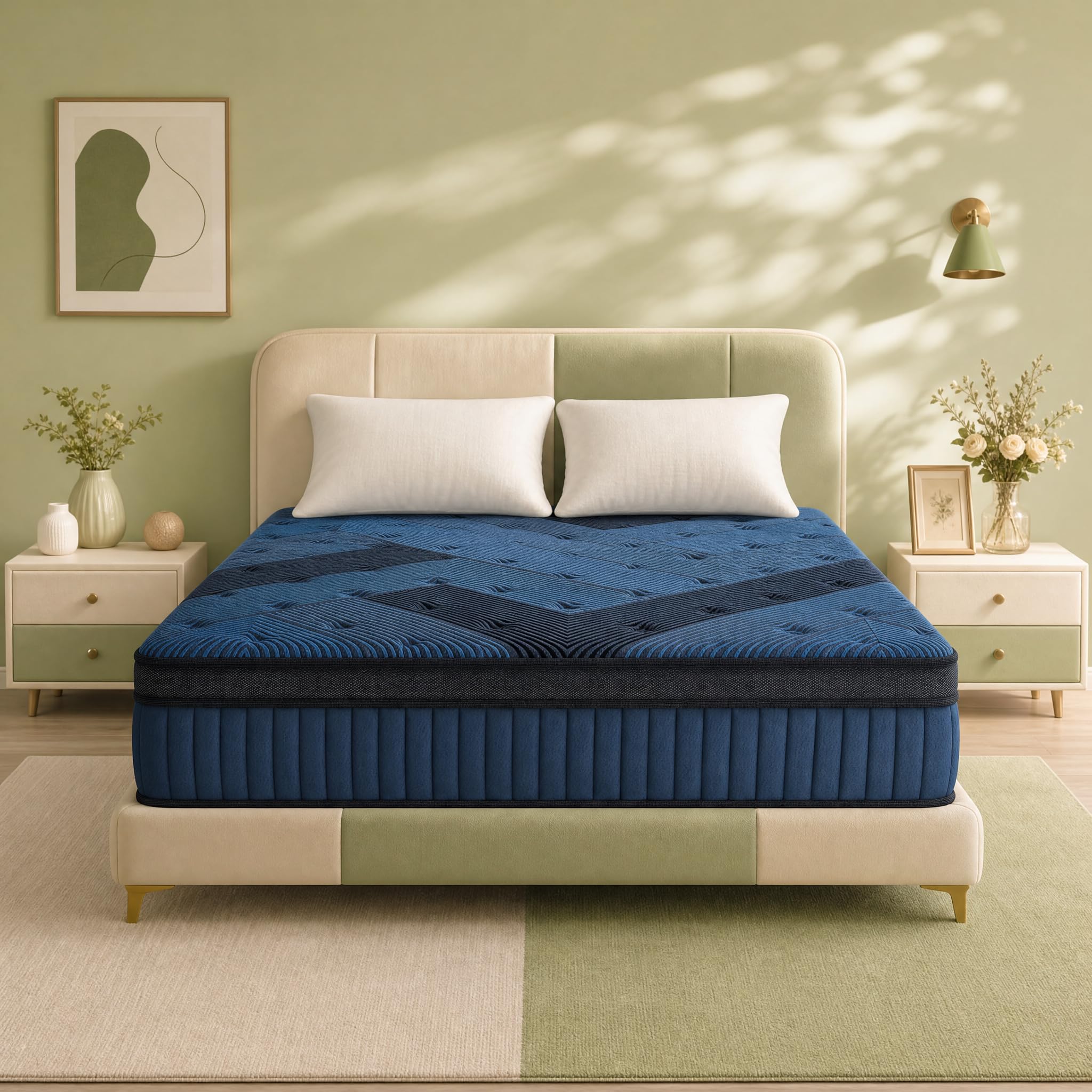 UNZIPE 12 Inch Queen Hybrid Luxury Mattress, Medium Plush, Cooling Feel