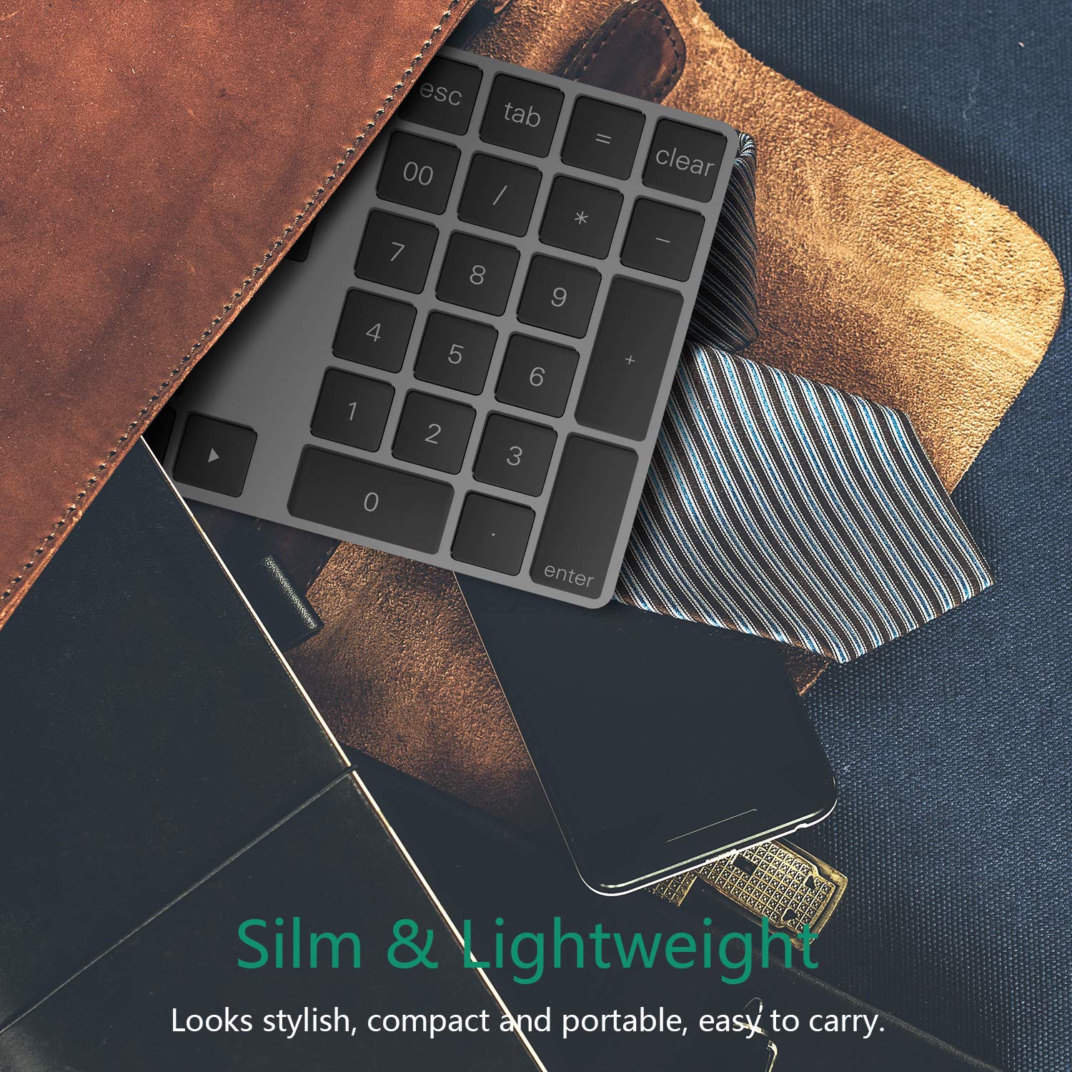 Klawiatura numeryczna Bluetooth, bezprzewodowa klawiatura z wieloma skrótami, 34-klawiszowa klawiatura numeryczna do M acbook/iP ad/laptopa/PC/telefonu, kompatybilna z Surface Pro, Windows,