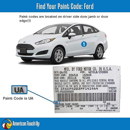 Miniatura 2 de American Touch Up Pintura compatible con Ford Mustang  9AMM1619A Wimbledon White  Pintura en aerosol - BasecoatClearcoat