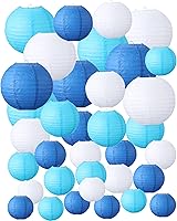 Vista 13 de Treela 48 linternas de papel para decoración de fiesta, decoración de papel redondo chino de 4/6/8/10 pulgadas, lámparas colgantes asiáticas