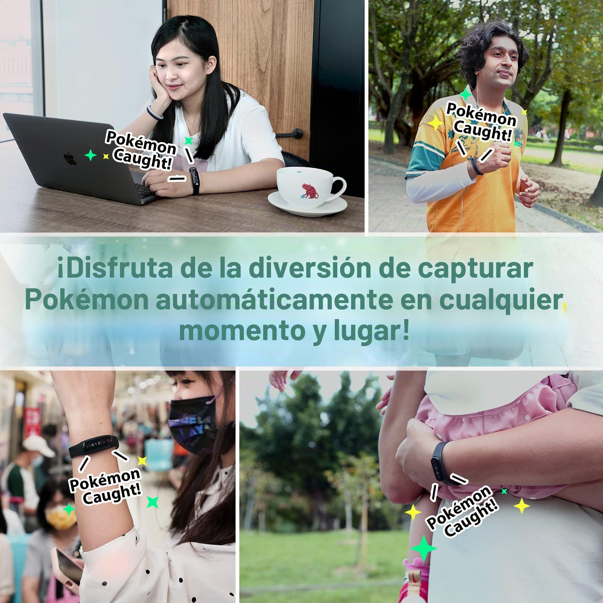 Brook Pocket Auto Catch Plus+Spin Catching Poke Mon Recogiendo artículos Pulsera Pulsera Accesorio recordatorio para desconexión, Capacidad de batería Pantalla