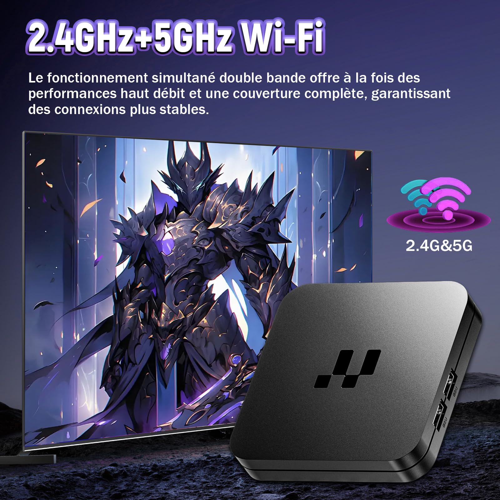 2026 Y1 Android 16.0 Boîtier TV, Smart Box 4K HD pour Téléviseur avec WiFi 2,4GHz + 5GHz, Appareil TV Boîtier Chaîne Internet, Puce S905, USB 2.0, Compact et Puissant (Télécommande Vocale Bluetooth)