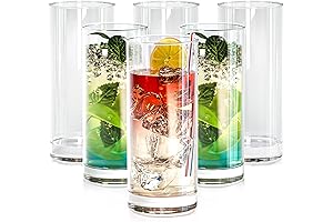 Tall Glass Drinkware Set, Perfect for Cocktails, Iced Tea, and More